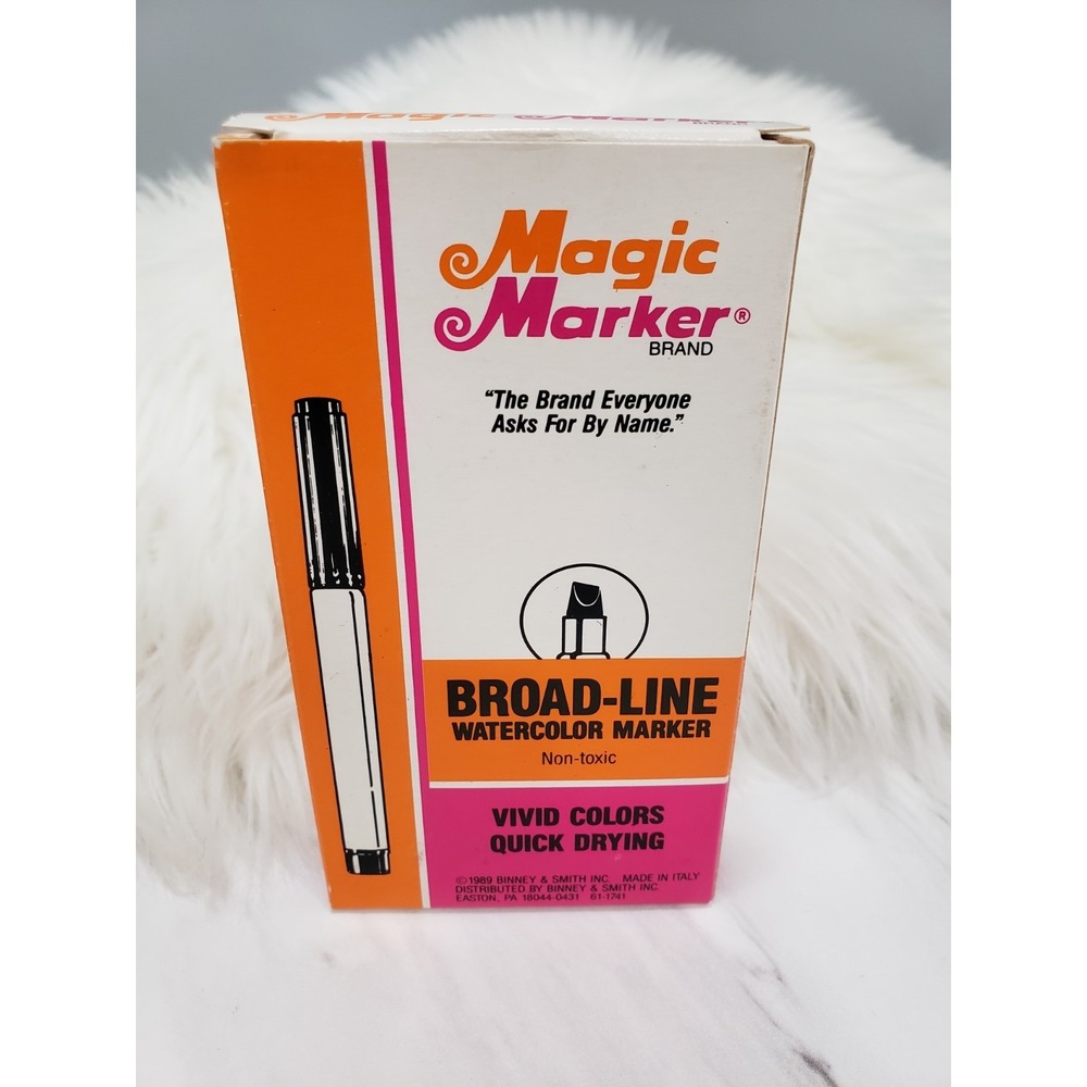 BLUE 12 Vintage MAGIC MARKER Box Of 12 Watercolor Broad Line Liquid Crayons